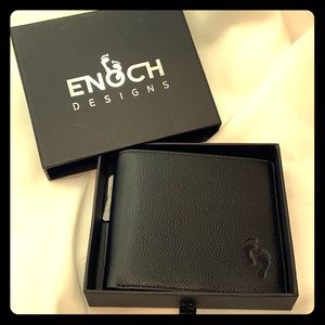 NWT Enoch Designs Black Leather Wallet